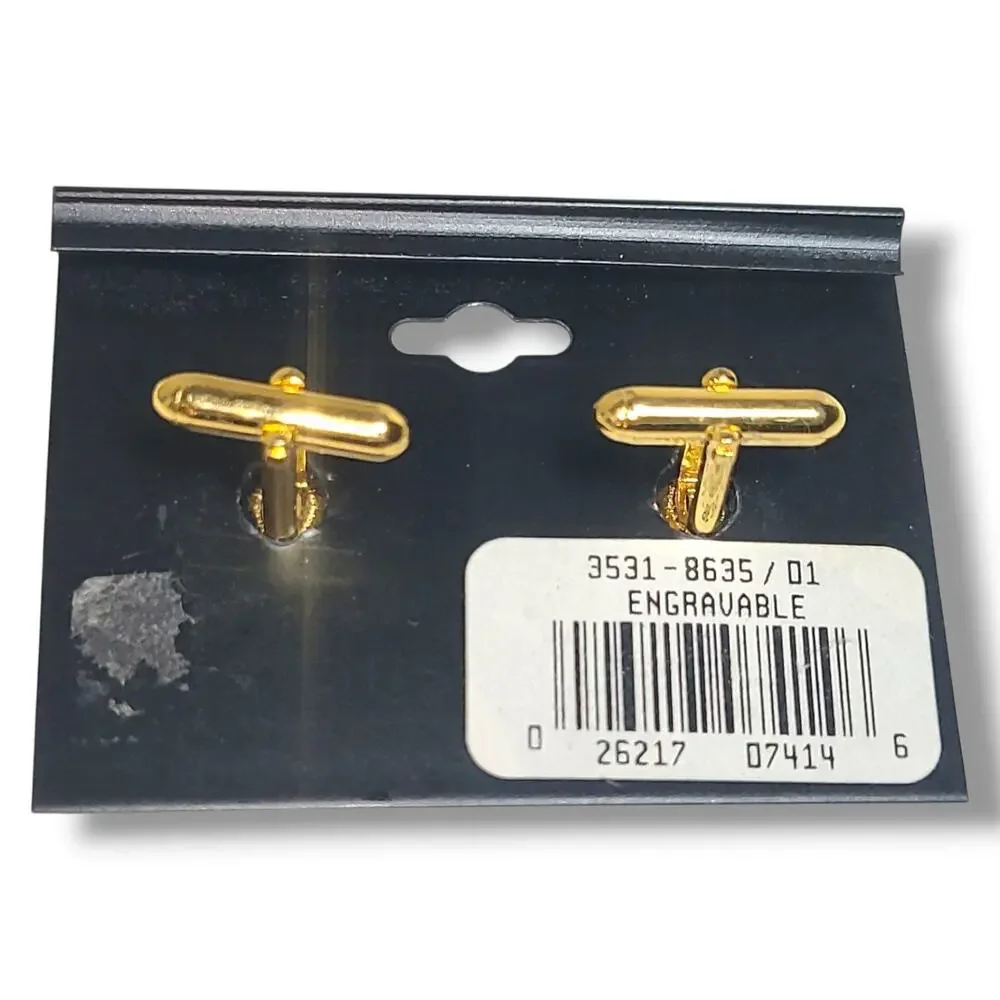 Vintage NWT Dillards Gold Tone Engravble Cufflinks‎ NOS